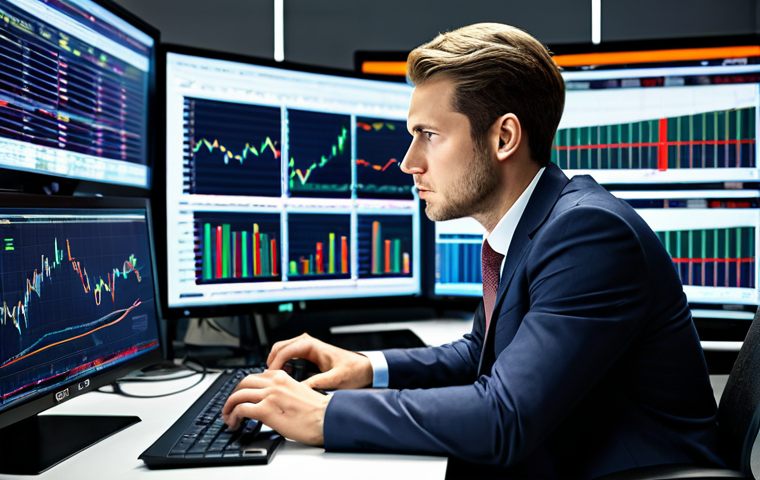 A focused professional, fully clothed in a modest business suit, is seated calmly at a high-tech trading desk. Multiple monitors in front display abstract, non-specific financial charts and data, highlighting strategic analysis and risk management. The background is a modern, well-lit office with a serious yet composed atmosphere. The image emphasizes discipline and controlled decision-making in financial trading. Professional photography, high resolution, clear focus, perfect anatomy, correct proportions, natural pose, well-formed hands, proper finger count, natural body proportions, safe for work, appropriate content, fully clothed, professional, family-friendly.
