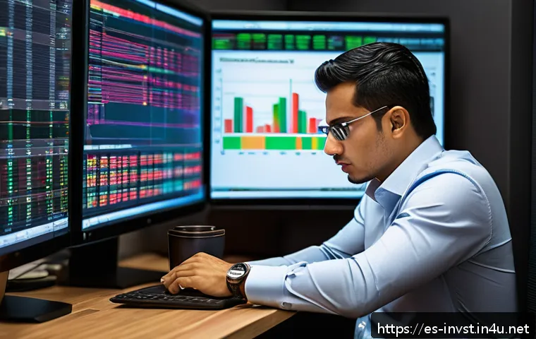 주식 선물 거래 기본 - A professional Hispanic trader in a modern, sleek home office in Mexico City, focused intently on mu...